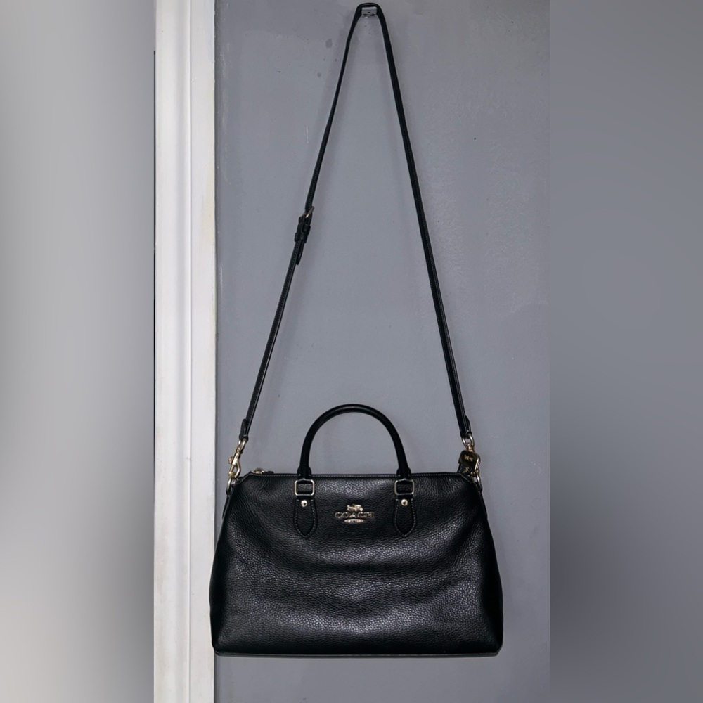 Coach Black Pebbled Leather Satchel with Removable Strap